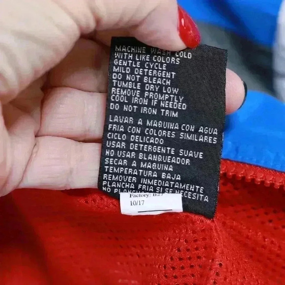 Boys London Fog Size 18m Blue/grey lined windbreaker w/hood, reflective stripes - Picture 8 of 9